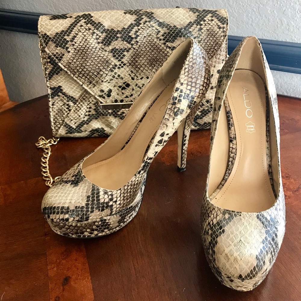 Matching Aldo heels and clutch